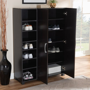 Baxton Studio Baxton Studio Modern Two-Tone Wenge and Black Shoe Storage Cabinet with Open Shelves & Ventilation SESC296-Wenge-Shoe Cabinet