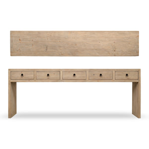 Lilys Waterfall Console Table With Five Drawers Weathered Natural Wood 98X18X34 Pre-Order Only 9157-L