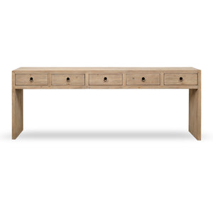 Lilys Waterfall Console Table With Five Drawers Weathered Natural Wood 98X18X34 Pre-Order Only 9157-L