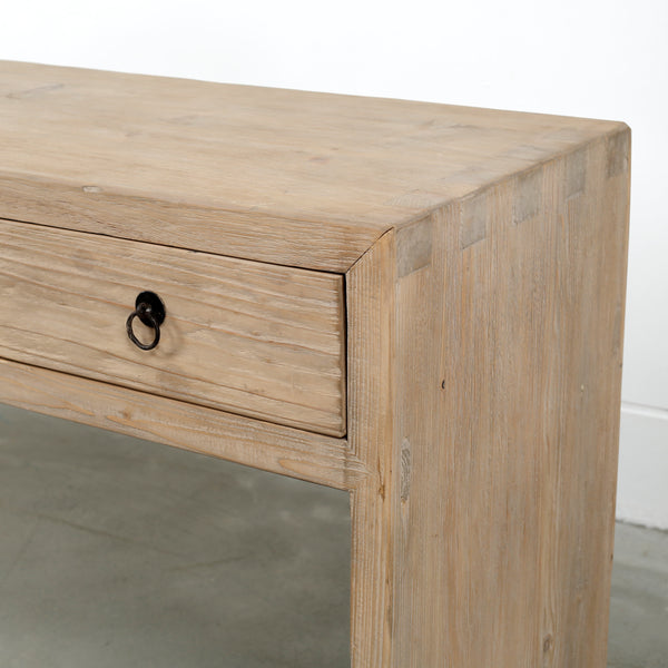 Lilys Waterfall Console Table With Five Drawers Weathered Natural Wood 98X18X34 Pre-Order Only 9157-L