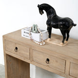 Lilys Waterfall Console Table With Five Drawers Weathered Natural Wood 98X18X34 Pre-Order Only 9157-L