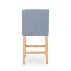 English Elm Christopher Knight Home® - Vienna Tufted Wingback Counter Stools Set of 2 — Elegant Fabric Seating, Button-Tufted Comfort, Durable Rubberwood Frame Light Blue+Natural 64853.00LBLU