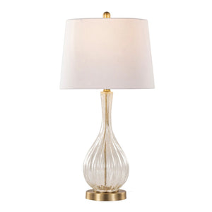 English Elm Jenny Crackle Glass Table Lamp Set with Gold Hardware and Linen Shade for Bedrooms B202P224037