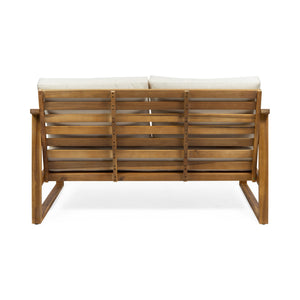 English Elm Christopher Knight Home® - SAMWELL Acacia Wood Outdoor Loveseat and Coffee Table Set with Water-Resistant Cushions, Sleek Slat Design Teak 52.75 L x 33 W x 17.75 H 70137.00BGE