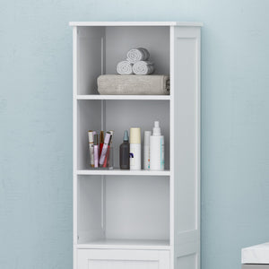 English Elm Christopher Knight Home® - BATHROOM Linen Tower Cabinet with Faux Wood Finish, Modern Slim Vertical Slat Design, Storage Organizer White 66606.00