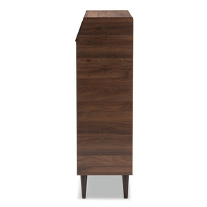 Baxton Studio Baxton Studio Cormier Mid-Century Modern Shoe Storage Cabinet - Stylish Walnut Brown Design for Entryway SESC7003-Columbia-Shoe Cabinet
