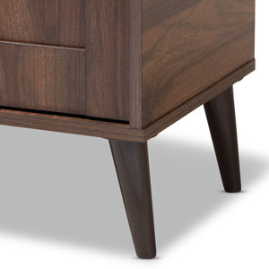 Baxton Studio Baxton Studio Cormier Mid-Century Modern Shoe Storage Cabinet - Stylish Walnut Brown Design for Entryway SESC7003-Columbia-Shoe Cabinet