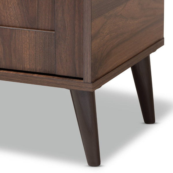 Baxton Studio Baxton Studio Cormier Mid-Century Modern Shoe Storage Cabinet - Stylish Walnut Brown Design for Entryway SESC7003-Columbia-Shoe Cabinet