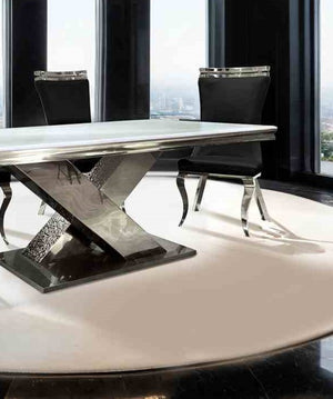 English Elm Glam 2Pc Side Chair Set - Tiger Print Faux Leather With Sleek Black Saber Legs For Dining Elegance B2741S00723