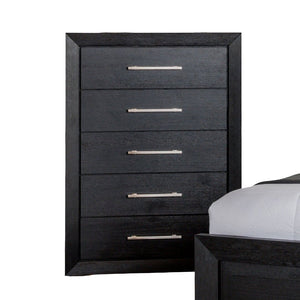 English Elm 1pc Chest Transitional Weathered Finish 5-Drawer Tall Dresser with Dentil Molding and Metal Knobs Black 39 L x 20 W x 54 H B2741P372707