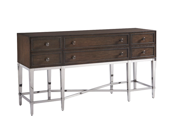 Lexington Barclay Butera Fairfax Sideboard: Luxurious Hollywood Regency Design With 6 Felt-lined Drawers And Black Nickel Base Wilshire  915-869c