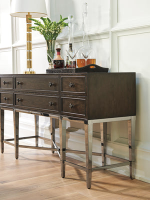 Lexington Barclay Butera Fairfax Sideboard: Luxurious Hollywood Regency Design With 6 Felt-lined Drawers And Black Nickel Base Wilshire  915-869c