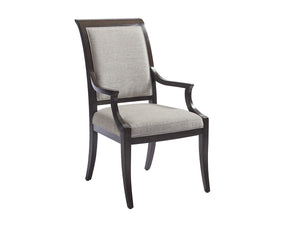 Lexington Barclay Butera Kathryn Upholstered Arm Chair - Luxurious Hollywood Regency Design With Chic Textiles & Gray Finish Wilshire  915-881-01