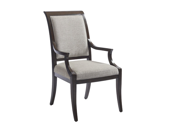 Lexington Barclay Butera Kathryn Upholstered Arm Chair - Luxurious Hollywood Regency Design With Chic Textiles & Gray Finish Wilshire  915-881-01