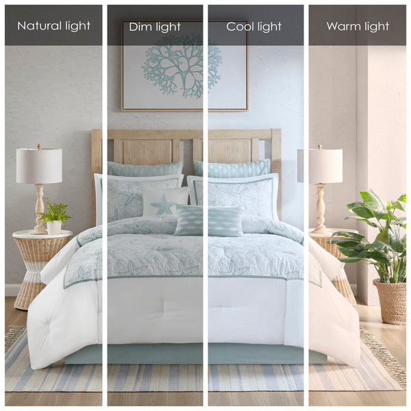 English Elm Comforter Harbor House Maya Bay Full Set - Seafoam Embroidered Seashells, 200TC Cotton, OEKO-TEX White 22.83 L x 12.8 W x 20.87 H B03595727