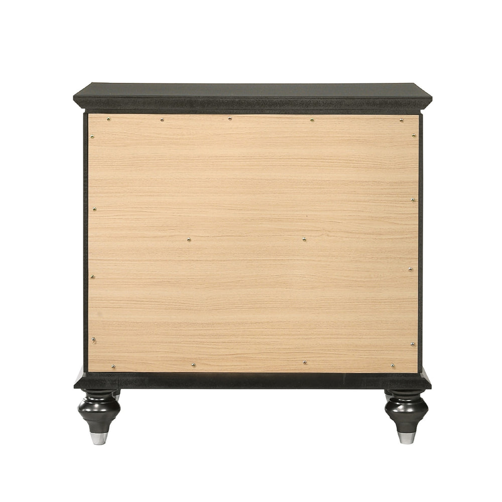 English Elm Solid Transitional Rubberwood Nightstand with 2 Drawers, Textured Front & Sparkling Crystal Trim Finish B016P261446