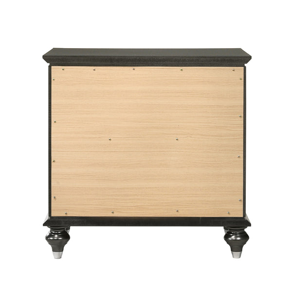 English Elm Solid Transitional Rubberwood Nightstand with 2 Drawers, Textured Front & Sparkling Crystal Trim Finish B016P261446