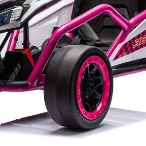 English Elm 24v Dual Motor Kids Go Kart with Drift Mode Roll Cage and Rear Suspension Ages 6 to 12 Rose Pink W1578P454058