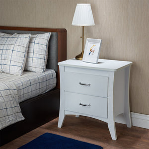 English Elm Babb White Finish Accent Table with 2 Drawers, Tapered Legs, Wooden Frame, Modern Nightstand B2726P288771