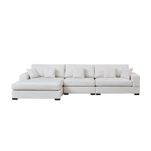 English Elm 148.03'' Mid Century Modern 4 Seat Sectional Sofa with Reversible Chaise for Living Room Beige W876S00327