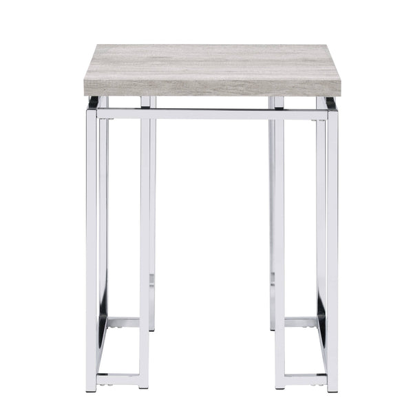 English Elm Natural Oak End Table With Chrome Sled Base – Modern Minimalist Design For Chic Living Spaces B062P189175