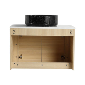 English Elm 30'' Wall-Mounted Bathroom Vanity With Soft-Close Doors, Ceramic Sink & Plywood Frame For Modern Spaces W999S00466