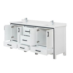 English Elm White Double Bath Vanity 72" W With Cultured Marble Top & Chrome Faucet - Stylish Storage Solution! B2731P260634-GIGA