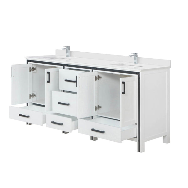 English Elm White Double Bath Vanity 72" W With Cultured Marble Top & Chrome Faucet - Stylish Storage Solution! B2731P260634-GIGA