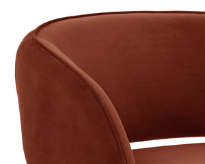 Sunpan Rosalia Contemporary Lounge Chair - Plush Curves and Defined Piping for Stylish Comfort in Any Space Meg Rust