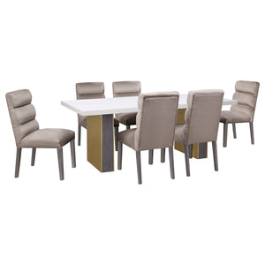 English Elm Highmore Stone Velvet Upholstered Dining Side Chair with Tufted Foam Back and Cool Gray Legs - Set of 2 taupe B062P299896