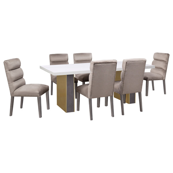 English Elm Highmore Stone Velvet Upholstered Dining Side Chair with Tufted Foam Back and Cool Gray Legs - Set of 2 taupe B062P299896