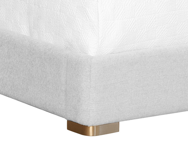 Sunpan Davina Modern Bed with Stylish Tufted Headboard and Antique Brass Accents for Ultimate Comfort King