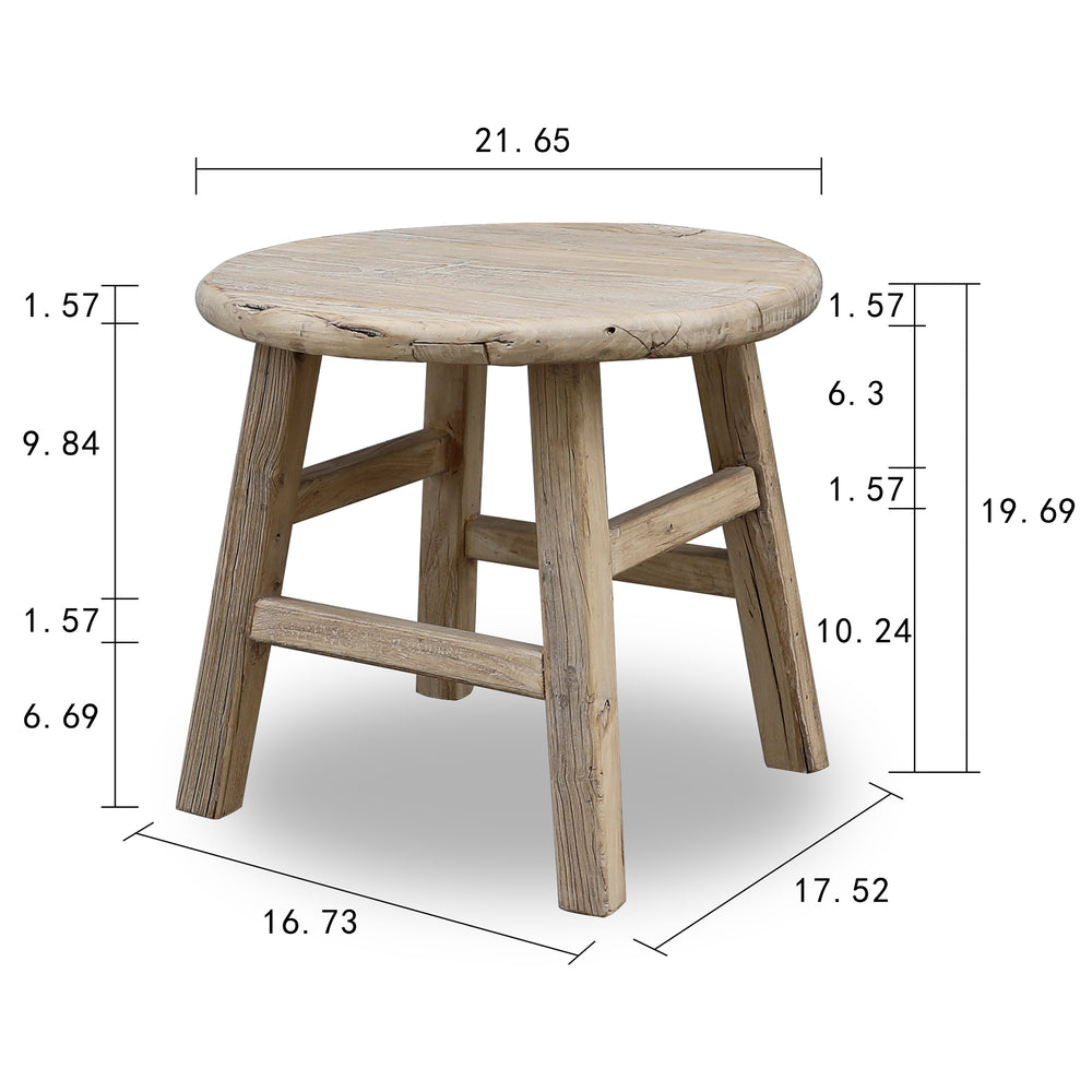 Lilys Round Rustic Side Table Weathered Elm Wood 22X22X20H 9160