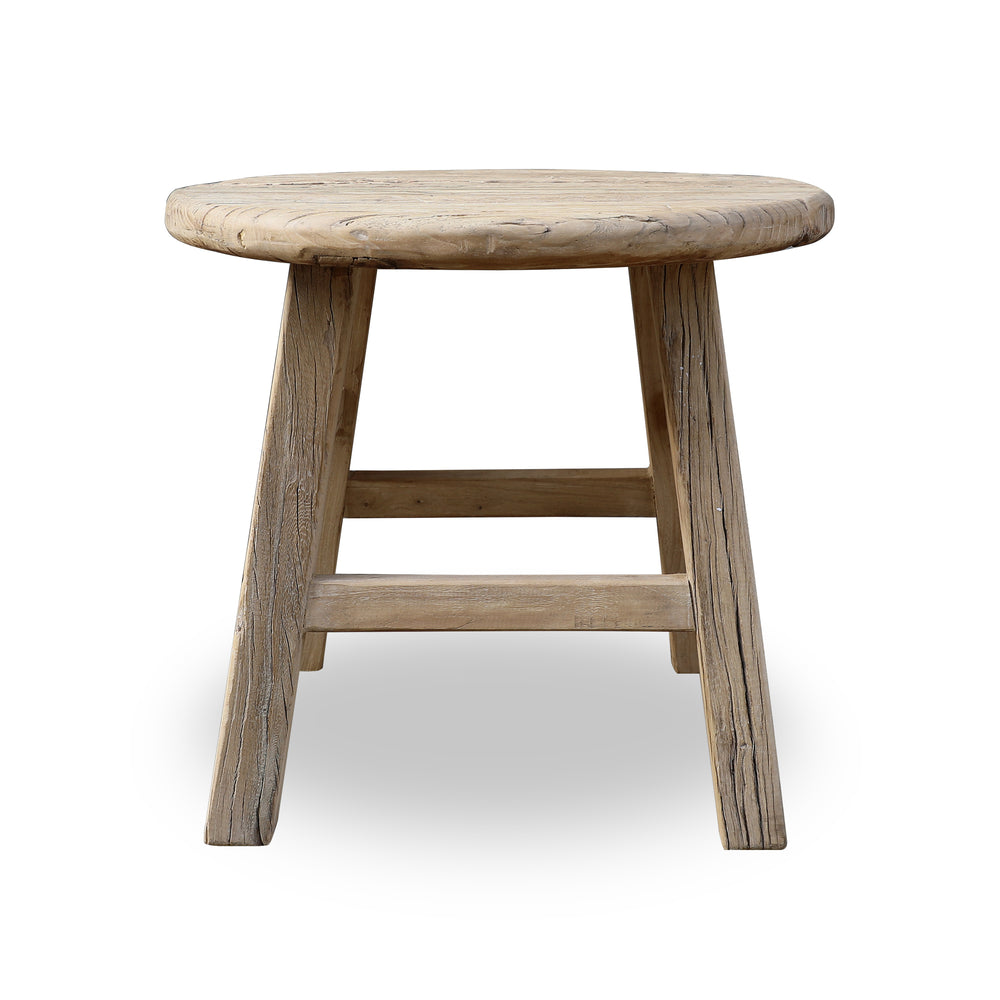 Lilys Round Rustic Side Table Weathered Elm Wood 22X22X20H 9160