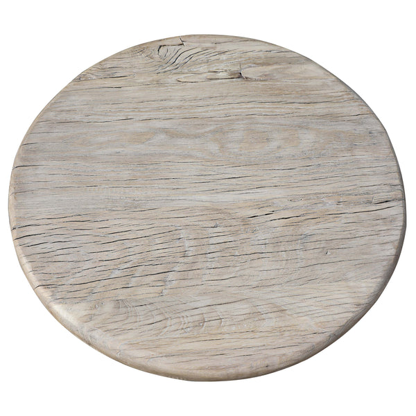 Lilys Round Rustic Side Table Weathered Elm Wood 22X22X20H 9160