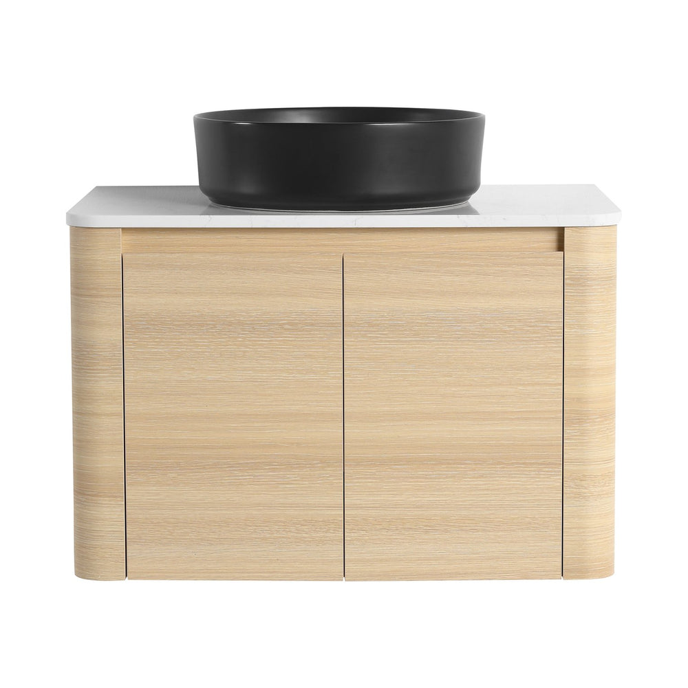 English Elm 30'' Wall-Mounted Bathroom Vanity With Ceramic Art Sink, Soft-Close Doors & Space-Saving Design W999S00463