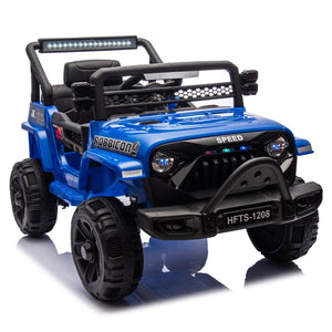 English Elm 12v Kids Electric Ride on Truck with Parental Remote Four Wheel Suspension and Led Lights Blue W1578P187460