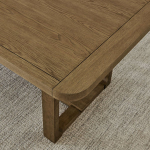 English Elm Darla Walnut Oak Rectangular Dining Table Seats Six with Sled Base for Modern Rooms B061P353760