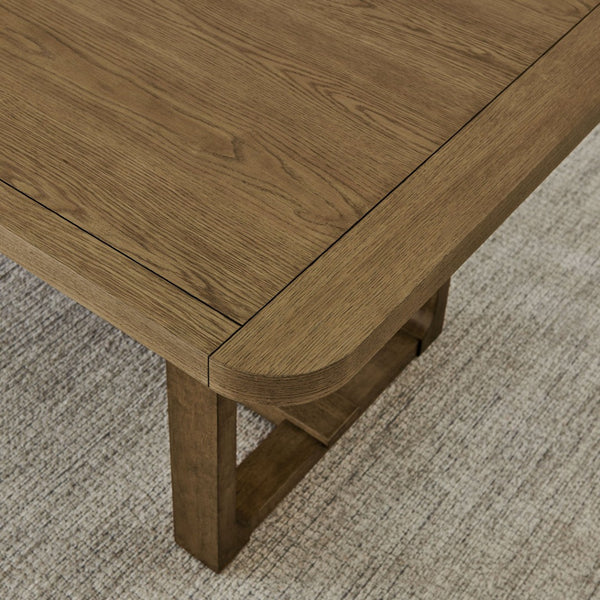 English Elm Darla Walnut Oak Rectangular Dining Table Seats Six with Sled Base for Modern Rooms B061P353760