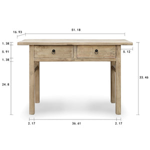 Lilys 51" Rustic Elmwood Console With Two Drawers Weathered Natural 9162-NA