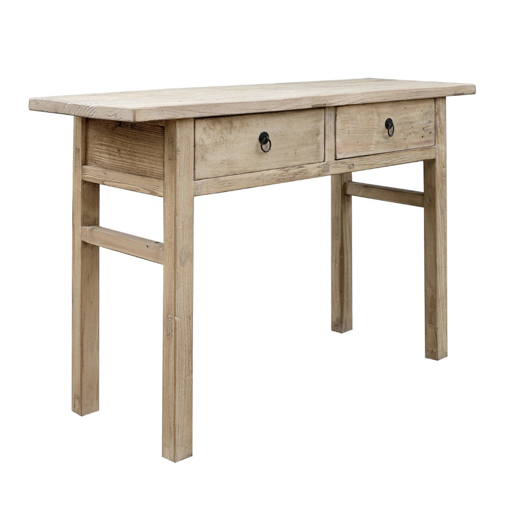 Lilys 51" Rustic Elmwood Console With Two Drawers Weathered Natural 9162-NA