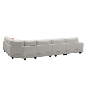 English Elm Modular Sectional Sofa With Armrest Storage, Plush Cream Upholstery & Flexible Layout Options For Comfort W1793S00009