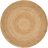 Unique Loom Braided Jute Floral Hand Braided Solid Rug Natural, Natural 5' 1" x 5' 1"