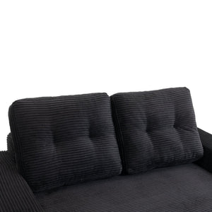 English Elm Convertible Floor Sofa Bed with Memory Foam and Ribbed Corduroy for Small Spaces Black W395P438026