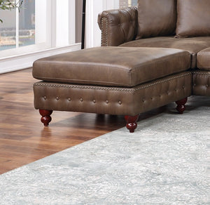 English Elm Dark Coffee 4-Piece Sectional Set – Breathable Leatherette With Reversible Loveseats & Ottomans B011S01328