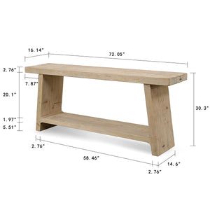 Lilys 72" Ravenna Console Table Weathered Wash Natural Pine 9164