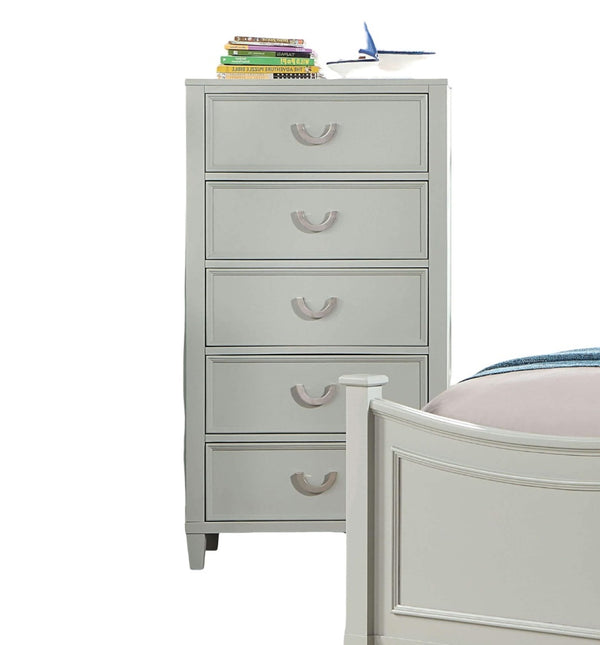 English Elm Transitional Chest with Four Deep Drawers and Black Bar Pulls, Elegant Bedroom Storage Piece Gray 31 L x 20 W x 44 H B2741P406258