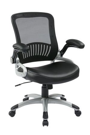 OSP Home Furnishings Screen Back Ergonomic Manager Chair with Mesh Lumbar Support and Bonded Leather Seat EM35206-EC3