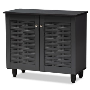 Baxton Studio Baxton Studio Winda Modern Dark Gray Entryway Shoe Storage Cabinet for Neat and Stylish Organization 2-Door SC864572 B-Dark Grey-Shoe Cabinet
