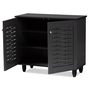 Baxton Studio Baxton Studio Winda Modern Dark Gray Entryway Shoe Storage Cabinet for Neat and Stylish Organization 2-Door SC864572 B-Dark Grey-Shoe Cabinet